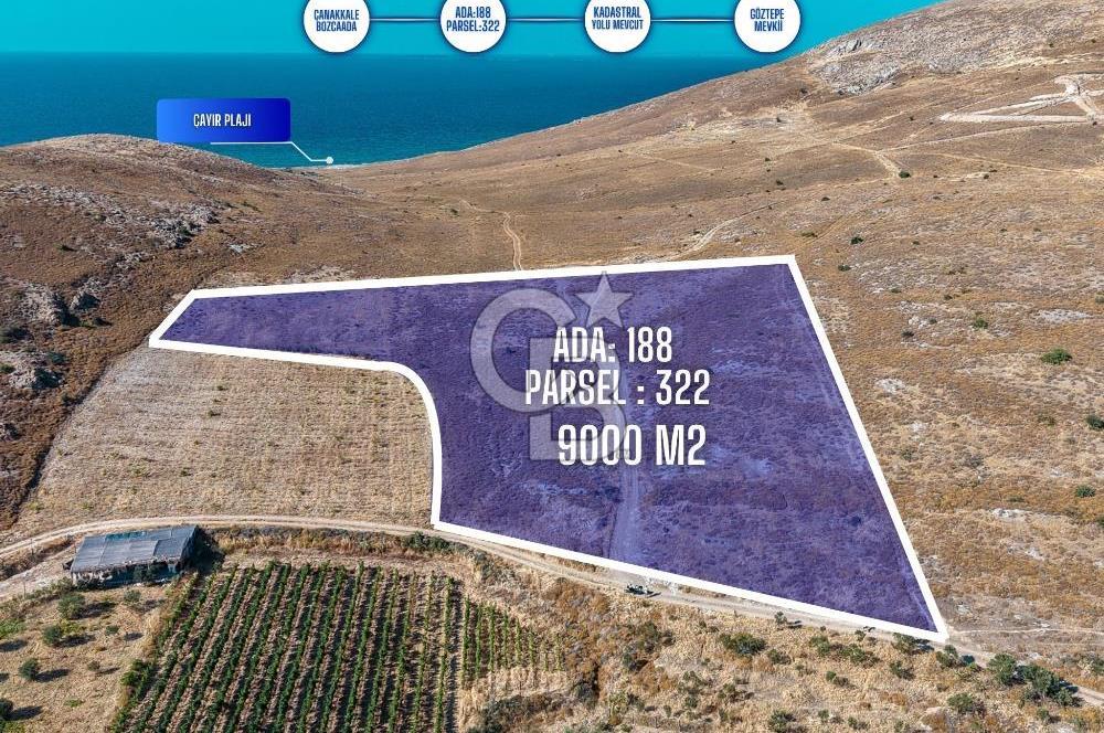 Satılık Bozcaada Göztepe Arazi 9001m² Kadastral Yol Cepheli